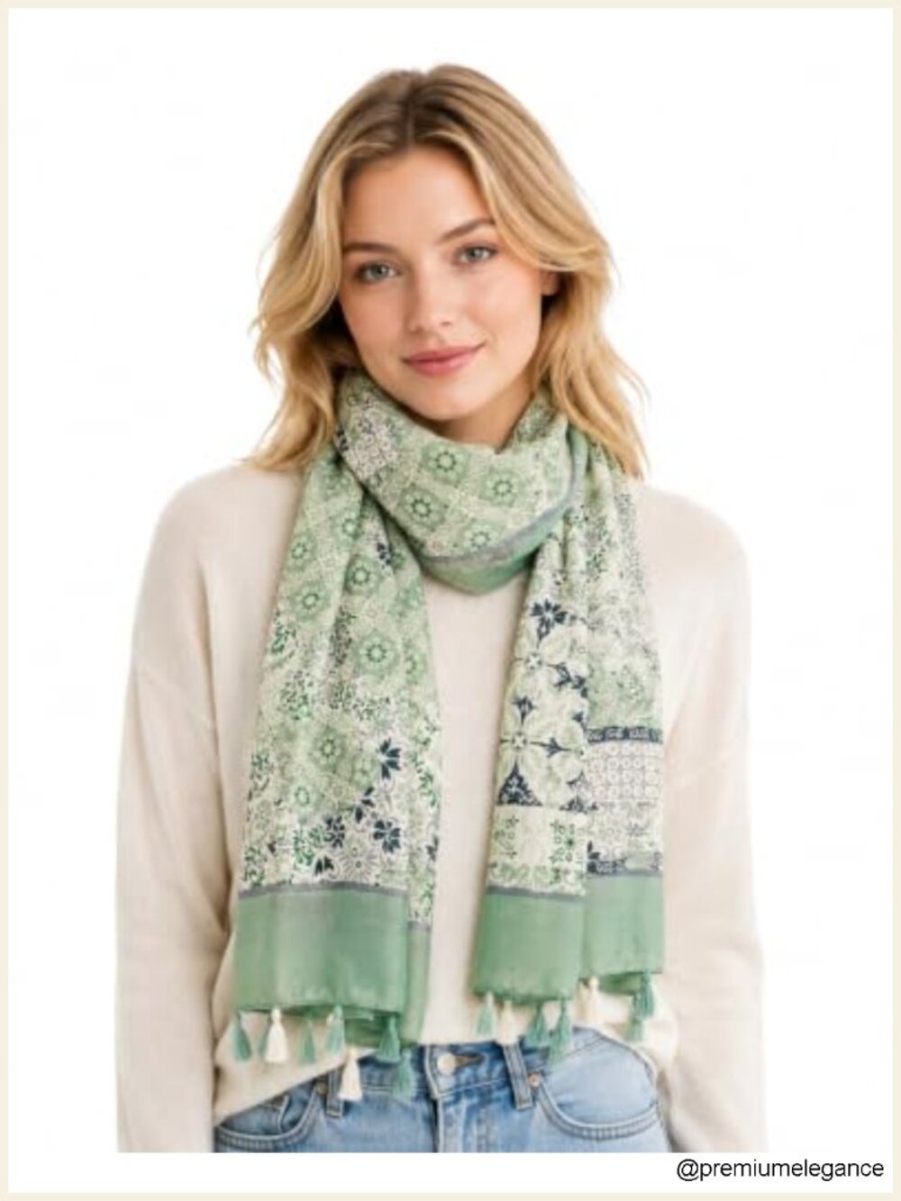 Large Boho Floral Scarf for Women Lightweight Polyester Fringed Shawl Wrap